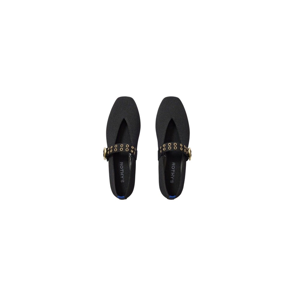 Rothy’s The Max Buckle Mary Jane Black Women’s US 7 EU 37 ballet flat gold y2k